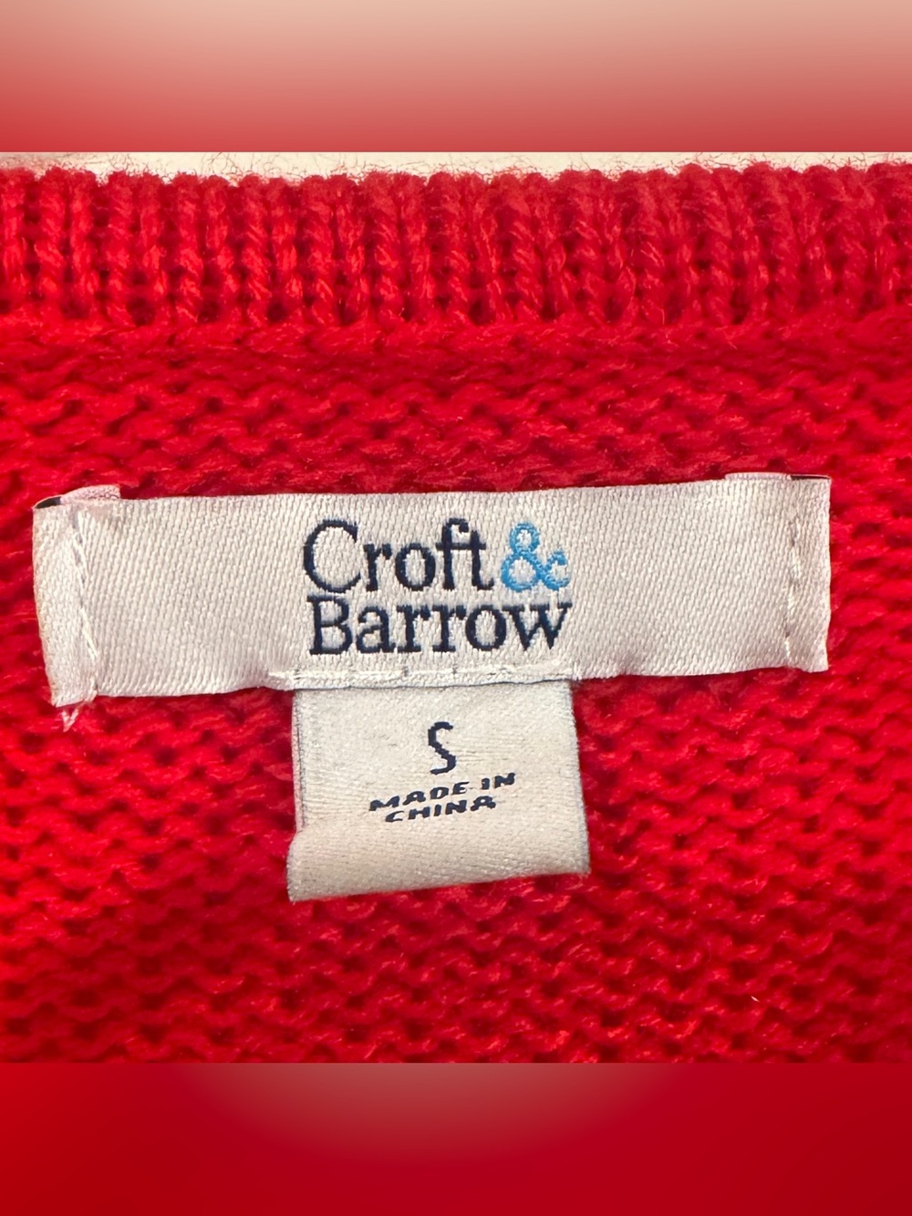 Croft & Barrow Women’s Red Sweater White Pearl-Studded Christmas Tree Size Small - Picture 3 of 4